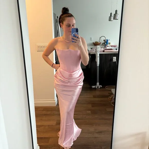 House of CB Persephone rose shadow strapless corset maxi dress